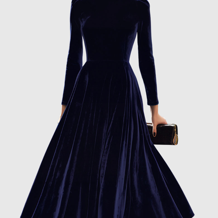 Sibella | Navy Long-Sleeve Midi Dress
