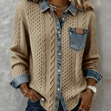 Women’s Blouse | Cable Pattern Button Front Blouse