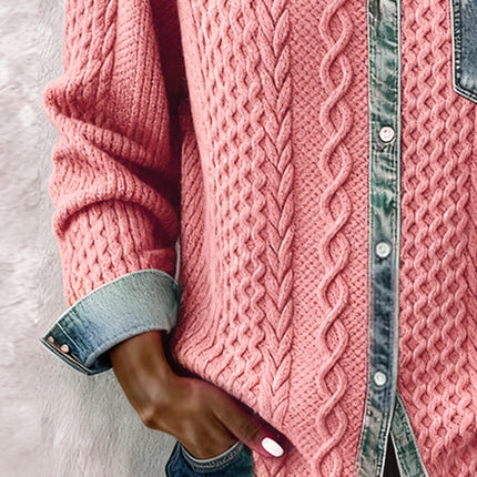 Women’s Blouse | Cable Pattern Button Front Blouse