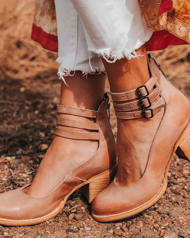 Heels For Women | Ankle Strap Block Heel Boot