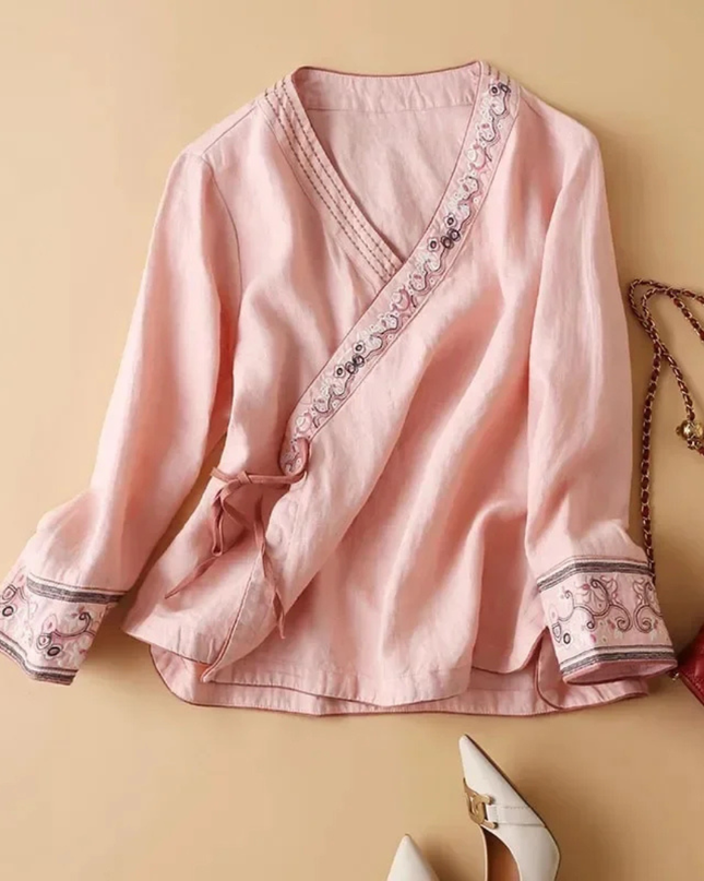 Women’s Blouse | Embroidered Wrap Detail