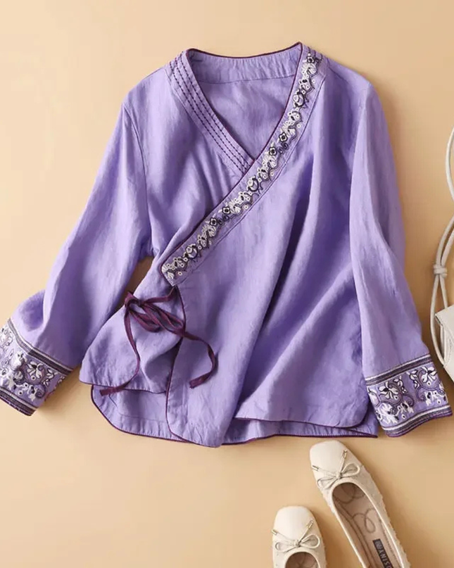 Women’s Blouse | Embroidered Wrap Detail