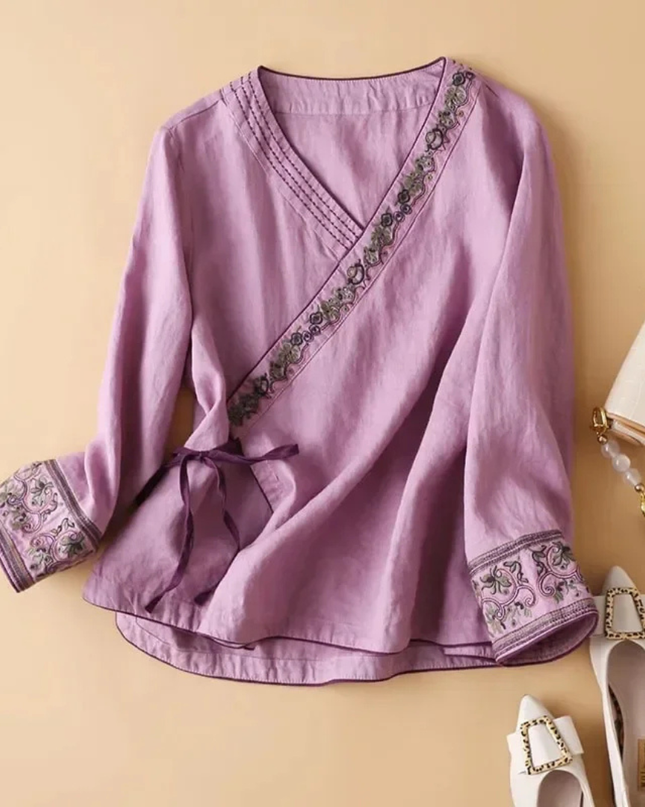 Women’s Blouse | Embroidered Wrap Detail