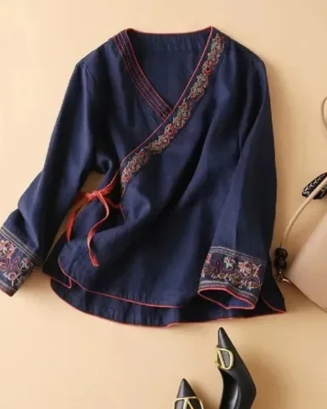 Women’s Blouse | Embroidered Wrap Detail