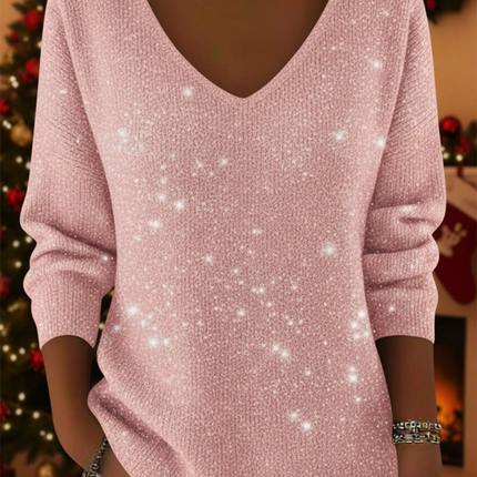 Women’s Blouse | V-Neck Sequin Long Sleeve