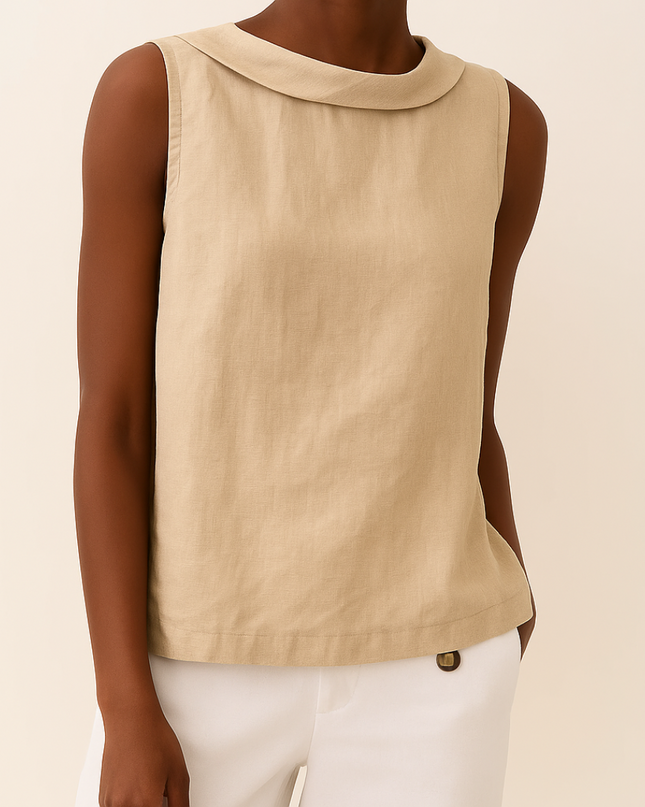 Women’s Blouse | Sleeveless with Roll Collar