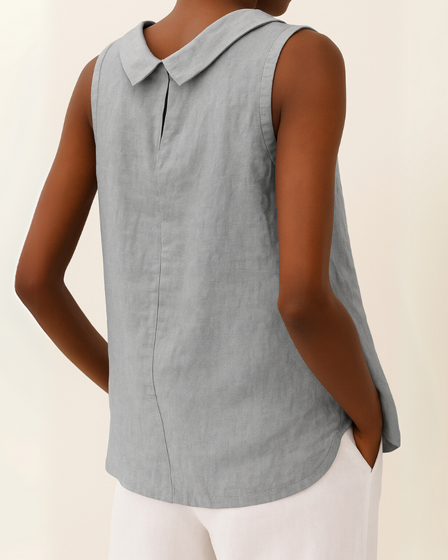 Women’s Blouse | Sleeveless with Roll Collar