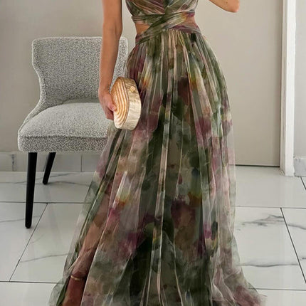 Women's Dress | V-neckline Fitted Bodice Maxi