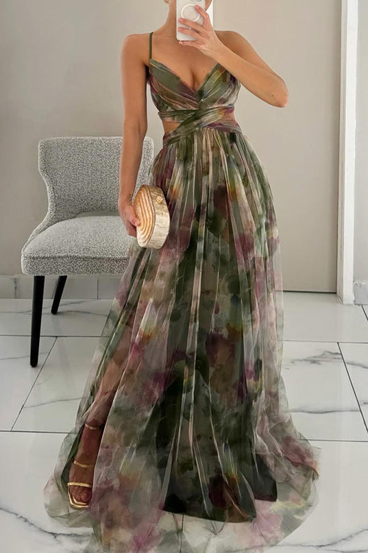 Women's Dress | V-neckline Fitted Bodice Maxi
