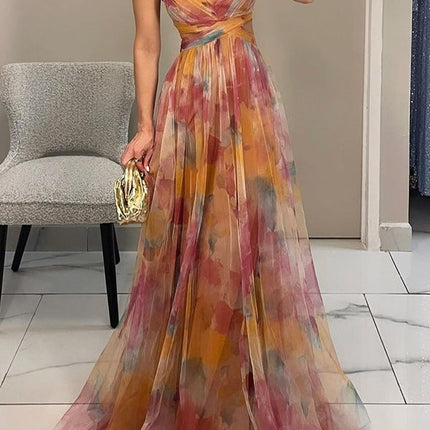 Women's Dress | V-neckline Fitted Bodice Maxi