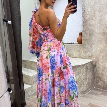Women’s Dress | One Shoulder Floral Split Maxi