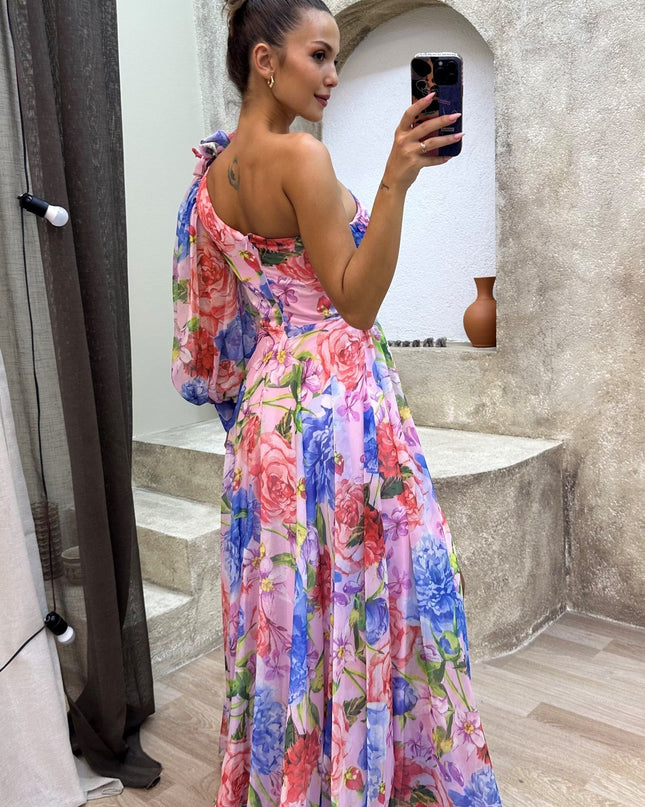 Women’s Dress | One Shoulder Floral Split Maxi
