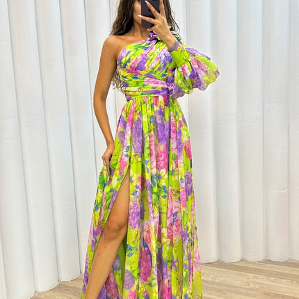 Women’s Dress | One Shoulder Floral Split Maxi