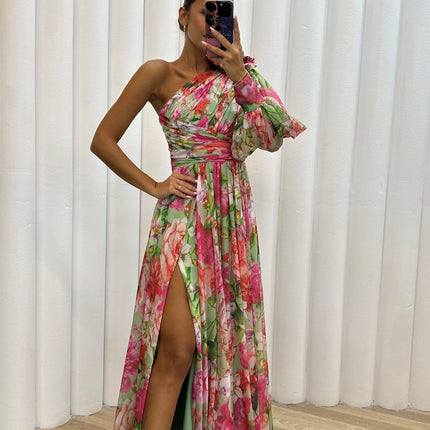Women’s Dress | One Shoulder Floral Split Maxi