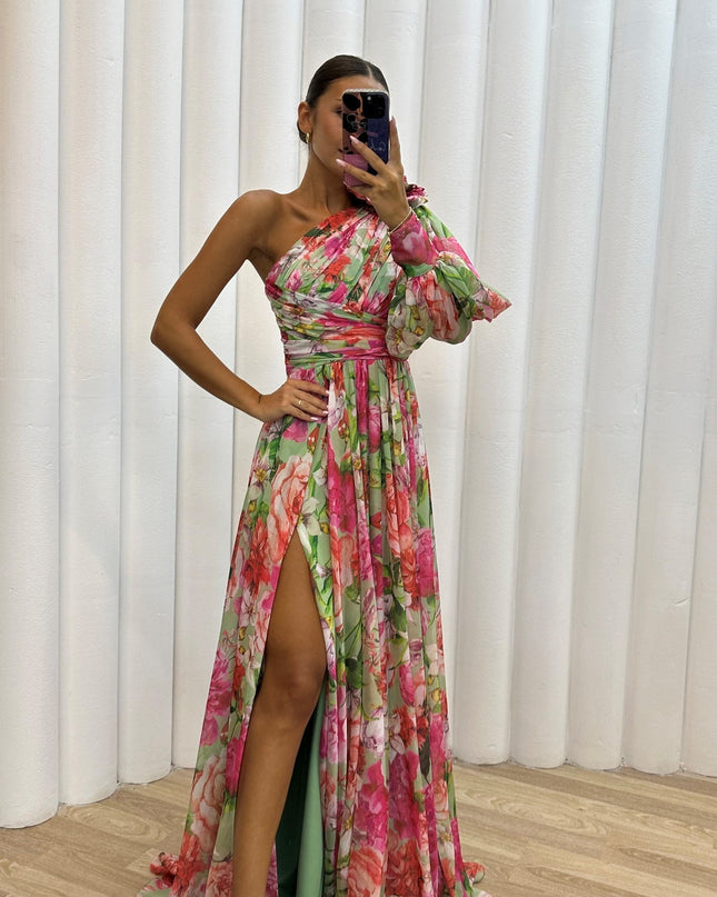Women’s Dress | One Shoulder Floral Split Maxi