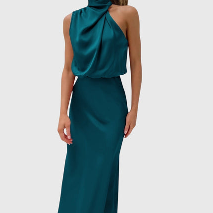 Ava | Glamorous Satin Halter Dress