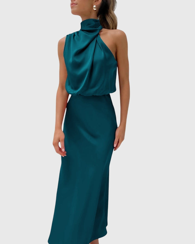 Ava | Glamorous Satin Halter Dress
