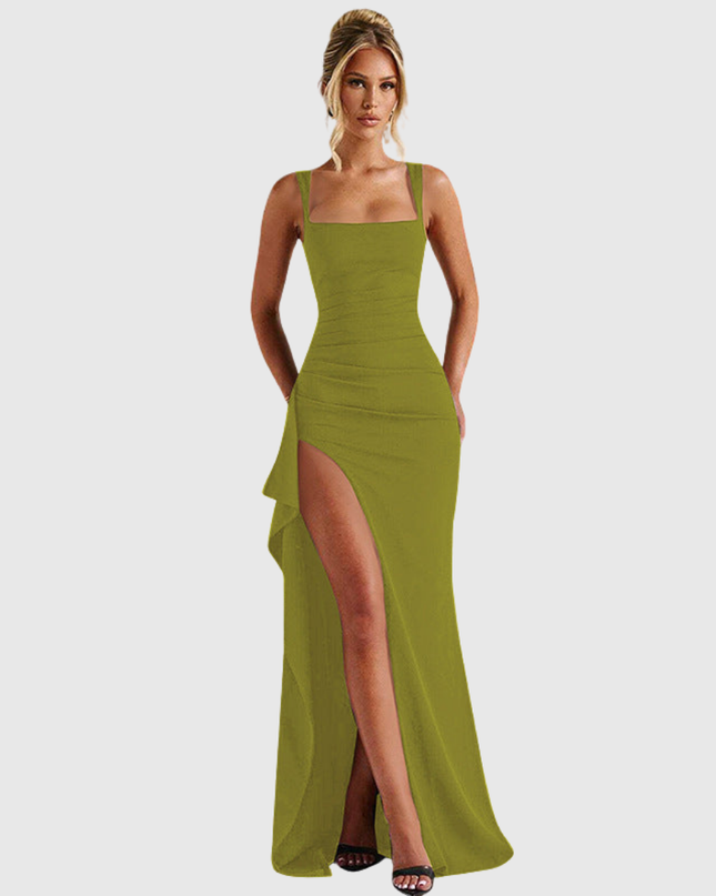 Cell | Elegant Formal Slip Maxi Dress With Open Back
