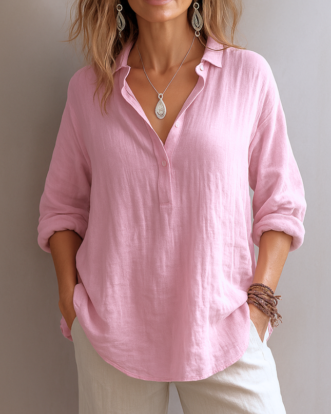 Women’s Blouse | Partial Button Collared