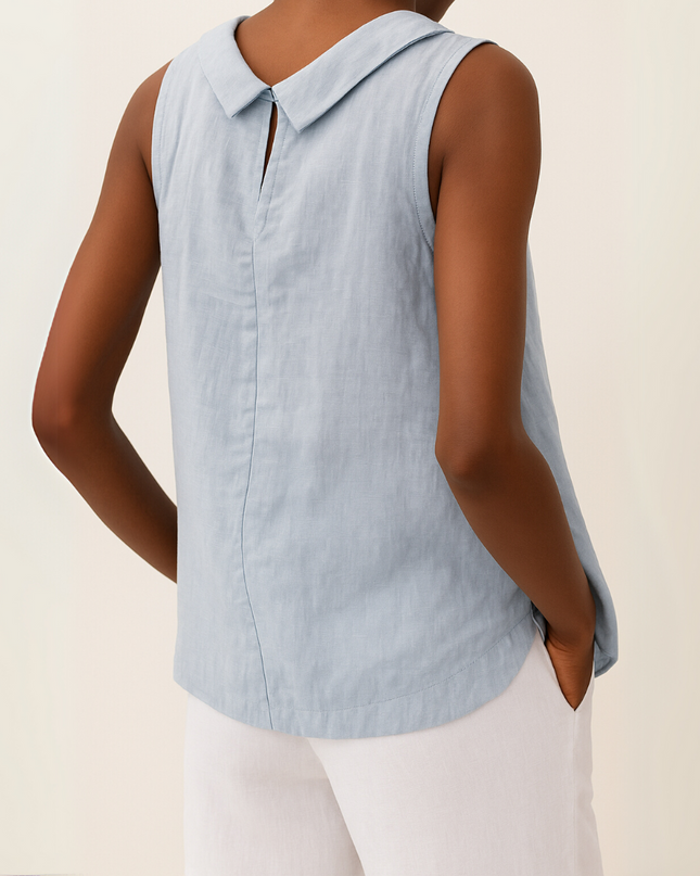 Women’s Blouse | Sleeveless with Roll Collar