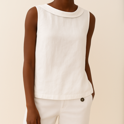 Women’s Blouse | Sleeveless with Roll Collar