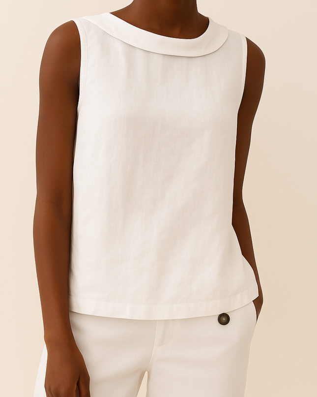 Women’s Blouse | Sleeveless with Roll Collar