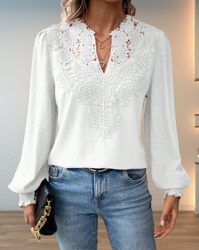 Women’s Blouse | V-Neck with Guipure Lace