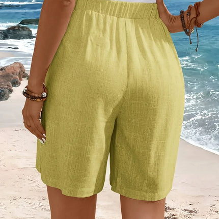 Women's Shorts  | High Waist Button Accent