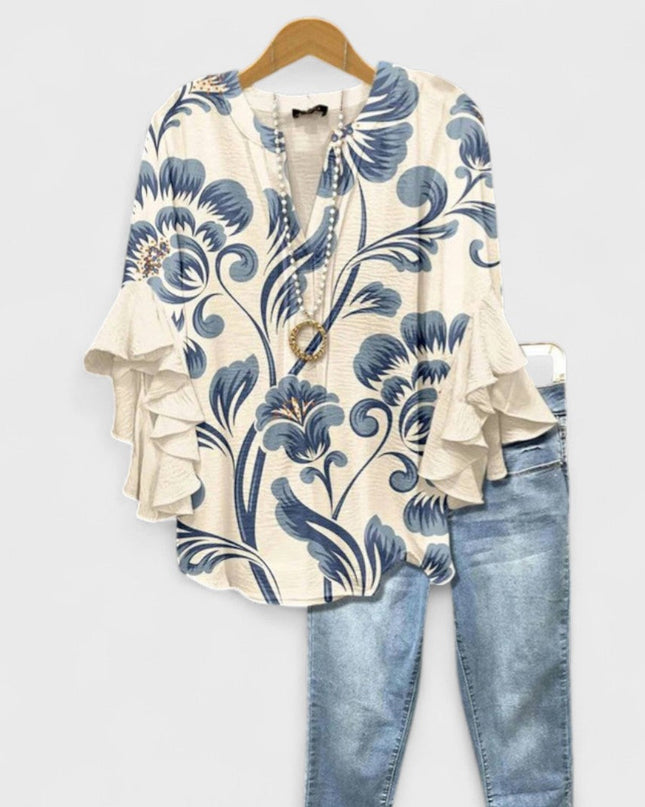 Women’s Blouse | V-Neck Ruffle Sleeve