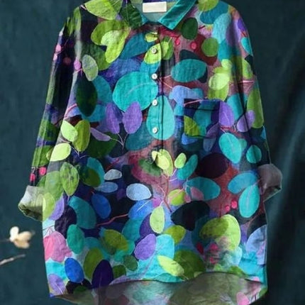 Women's Blouse | Abstract Floral Print Button Front