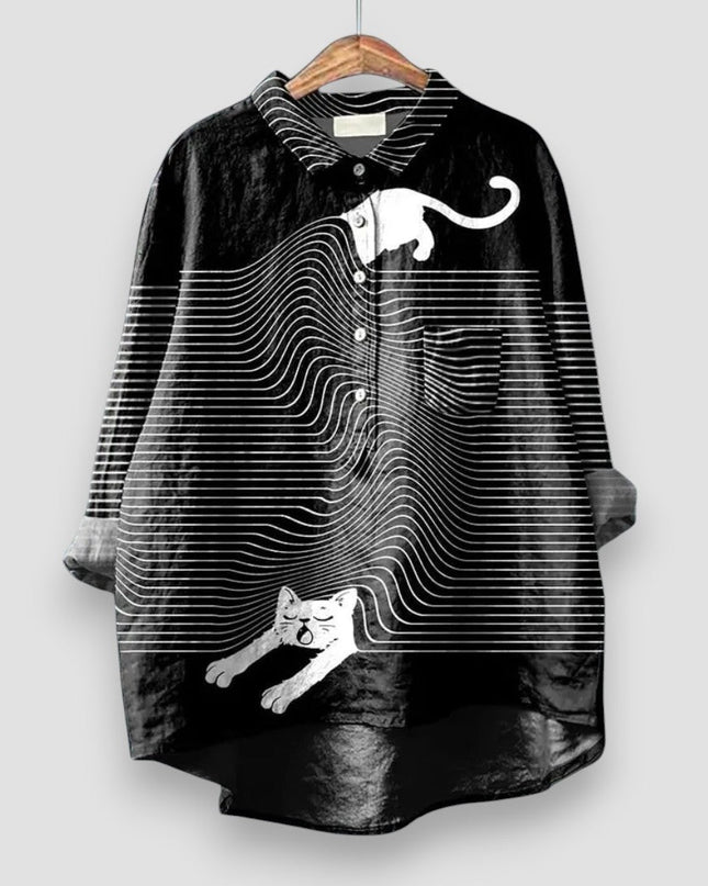 Women’s Blouse | Dog Print with Button