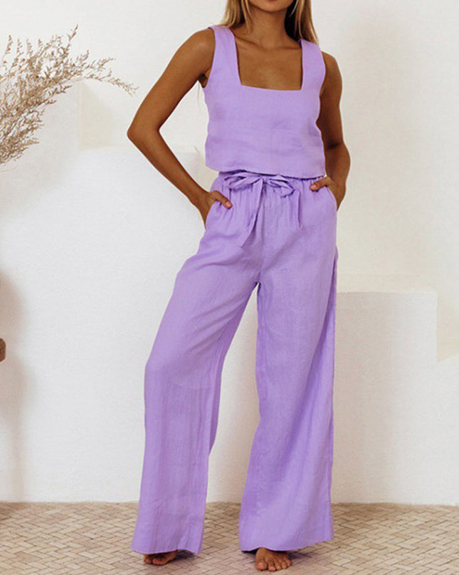 Megan - Minimalist Top And Wide-Leg Pants Set