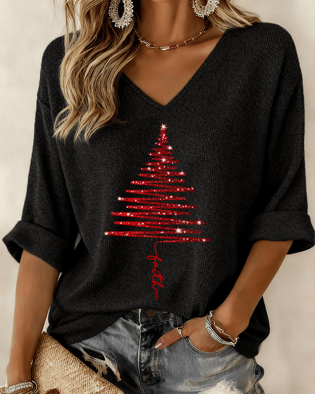 Women’s Blouse | V-Neck Graphic Print