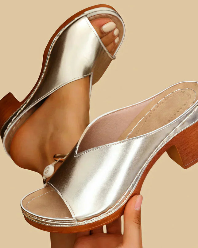 Sandals For Women | Open Toe Block Heel Slide