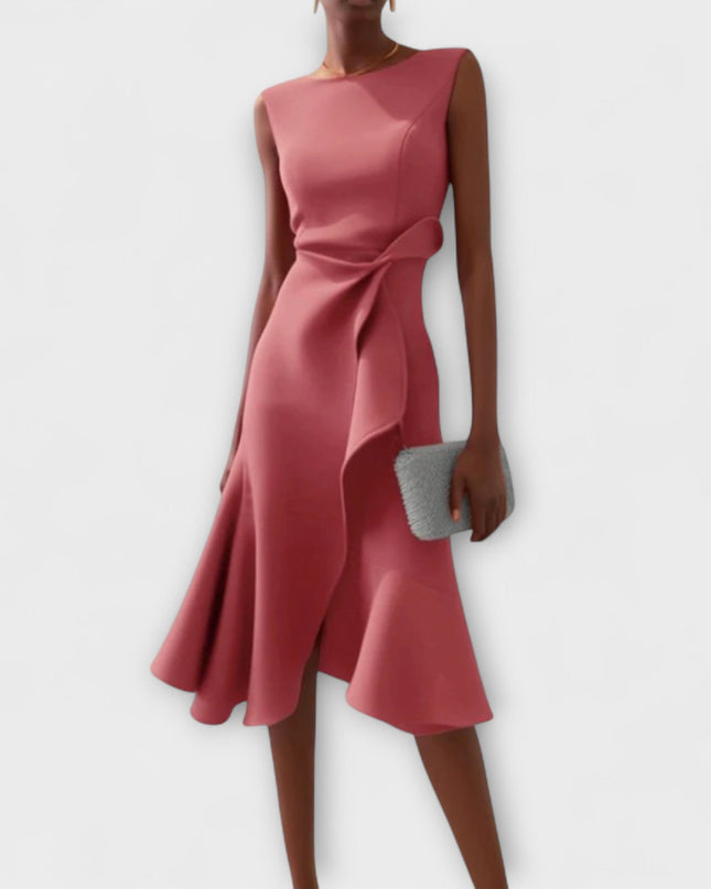 Women's Dress | Ruffle Hem Wrap Detail Midi