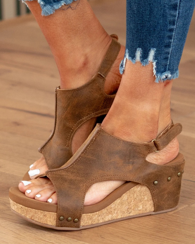 Sandals For Women | Open Toe Slingback With Wedge Heel