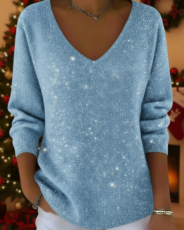Women’s Blouse | V-Neck Sequin Long Sleeve