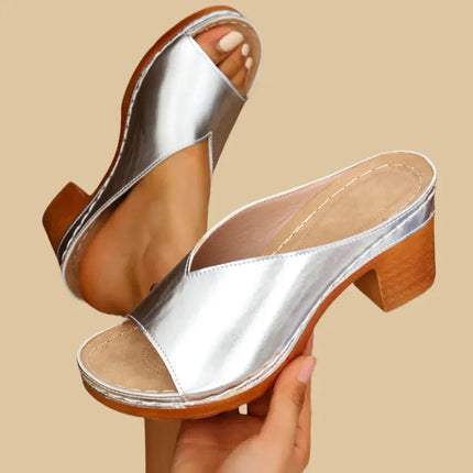 Sandals For Women | Open Toe Block Heel Slide