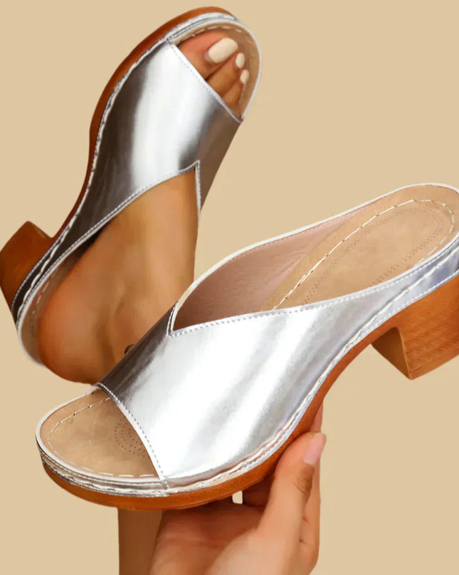 Sandals For Women | Open Toe Block Heel Slide