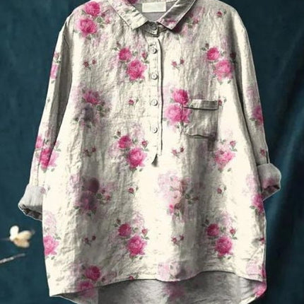 Women's Blouse | Abstract Floral Print Button Front