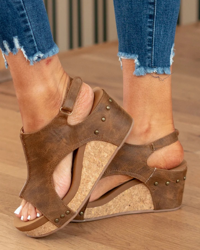 Sandals For Women | Open Toe Slingback With Wedge Heel