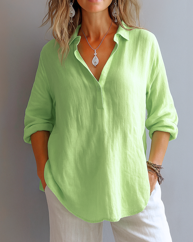Women’s Blouse | Partial Button Collared