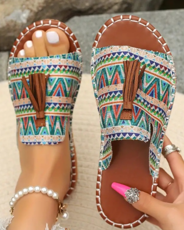 Sandals For Women | Open Toe Tassel Slide