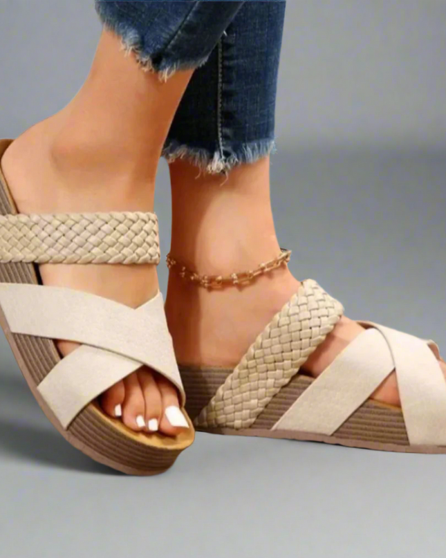 Sandals For Women | Open Toe Platform With Cross Straps