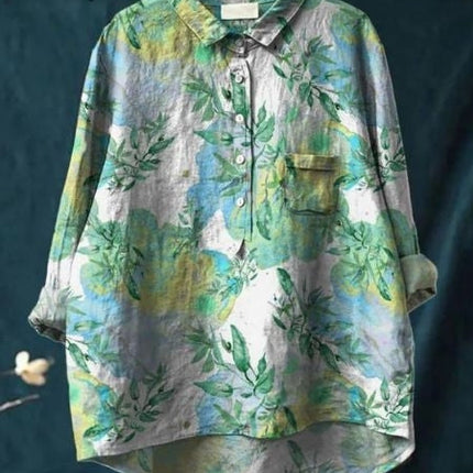 Women's Blouse | Abstract Floral Print Button Front
