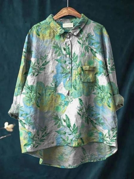 Women's Blouse | Abstract Floral Print Button Front