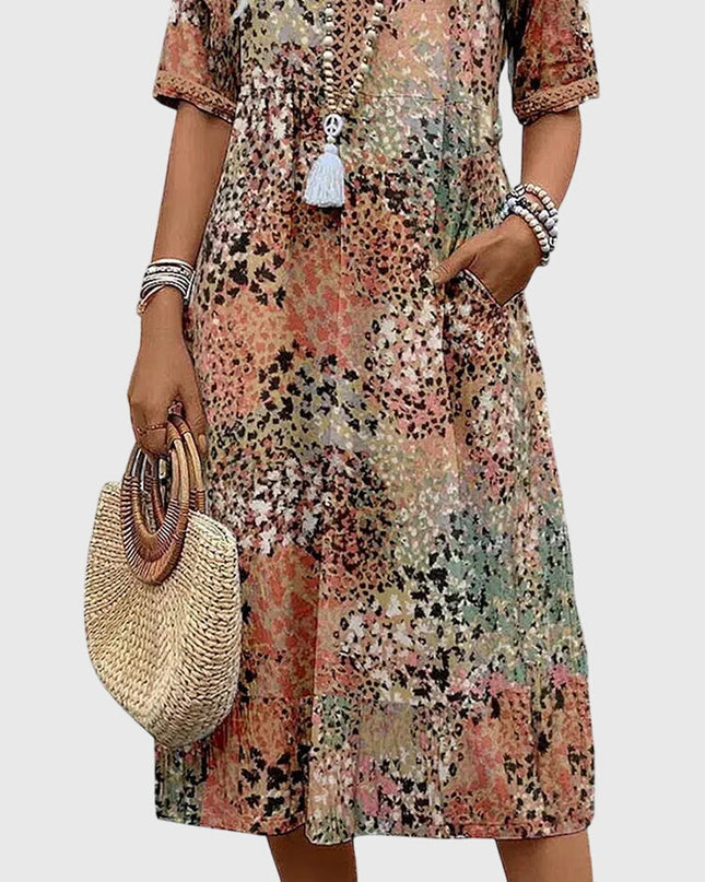 Yvonna | Elegant Floral Midi Dress