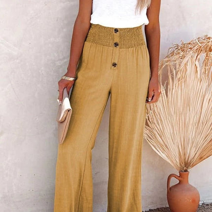Women's Trousers | Button Front Elastic Waist