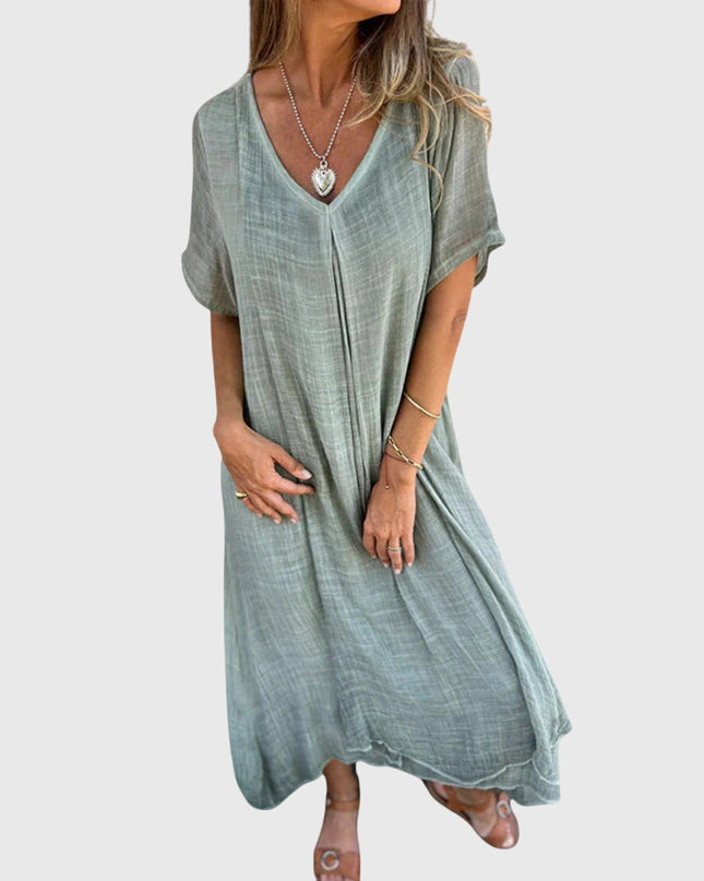 Fiona – Elegant Lightweight V-Neck Dress