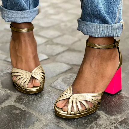 Sandals For Women | Open Toe Ankle Strap Block Heel